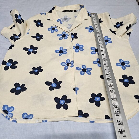 UNIQLO marimekko Linen-Blend Open Collar Shirt Women Size M Off White - Picture 7 of 11